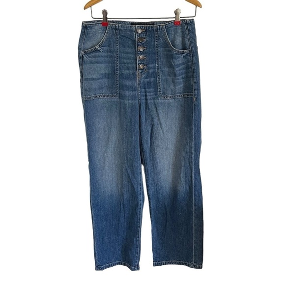 VERONICA BEARD Button Fly Crosbie High Rise Cropped Wide Leg Jeans - Picture 2 of 10